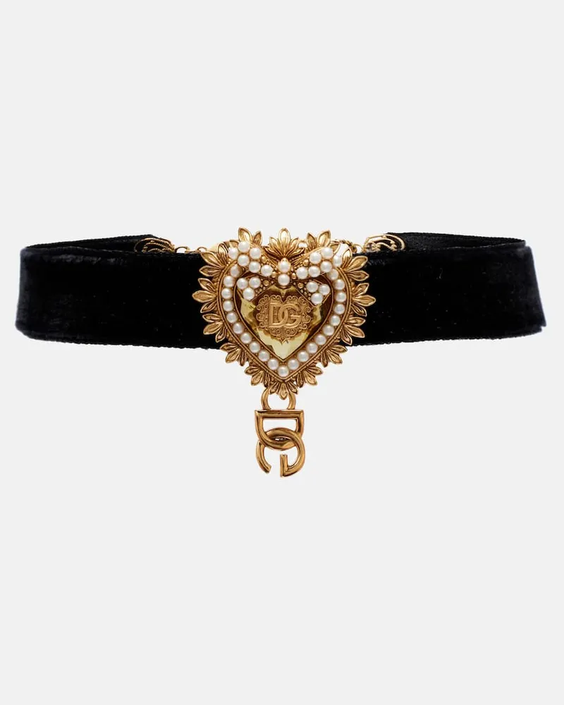 Dolce & Gabbana Choker DG aus Samt Schwarz