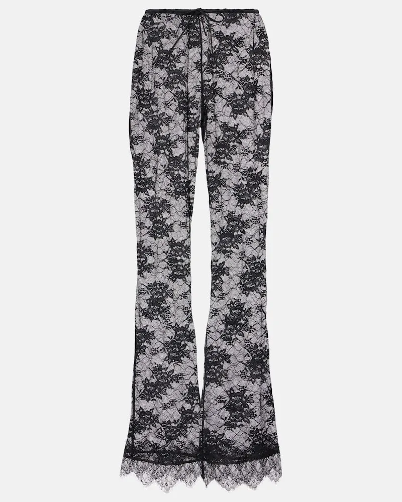 Oséree Oséree Weite Hose aus Spitze Schwarz