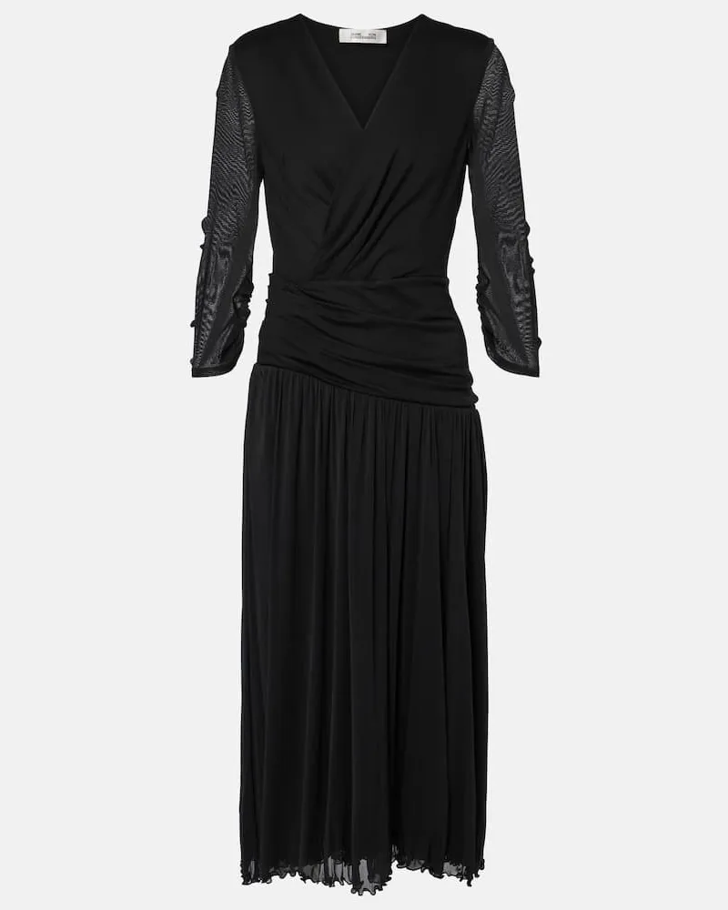 Diane von Furstenberg Midikleid Gaj aus Mesh Schwarz