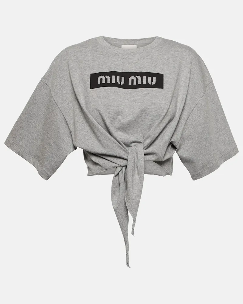 Miu Miu Cropped-Top aus Baumwolle Grau