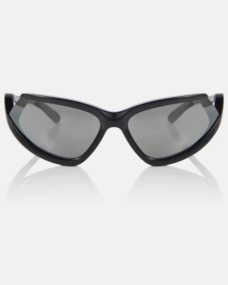 Balenciaga Ovale Sonnenbrille Side Xpander Schwarz