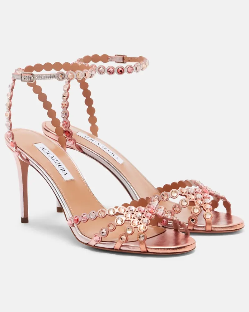 Aquazzura Sandalen Tequila aus Metallic-Leder Rosa