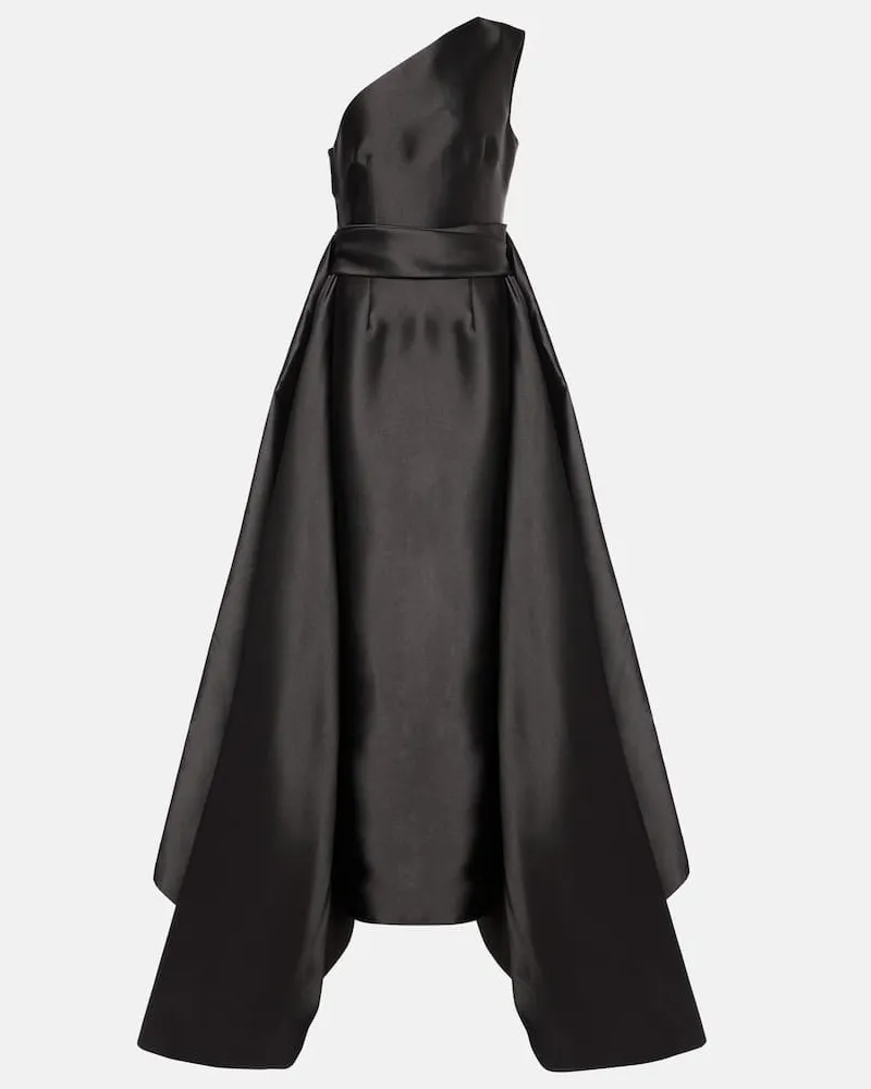 Solace London One-Shoulder-Robe aus Twill Schwarz