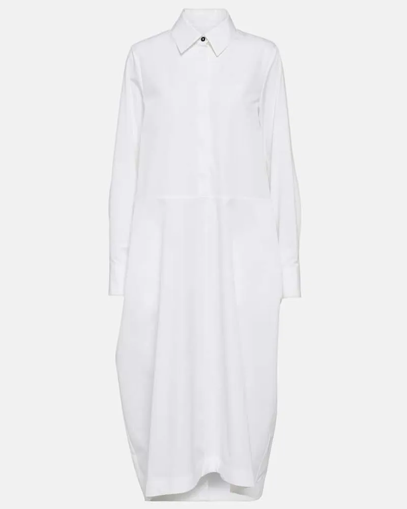 Jil Sander Hemdblusenkleid aus Baumwollpopeline Weiß