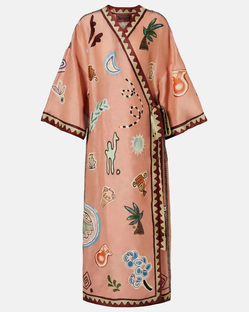 ALEMAIS Alémais Midikleid aus Leinen und Seide Multicolor