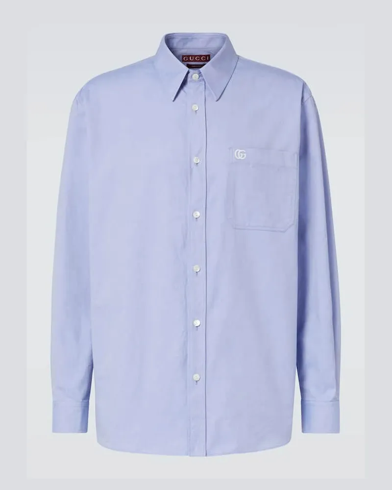 Gucci Oxford-Hemd GG aus Baumwolle Blau