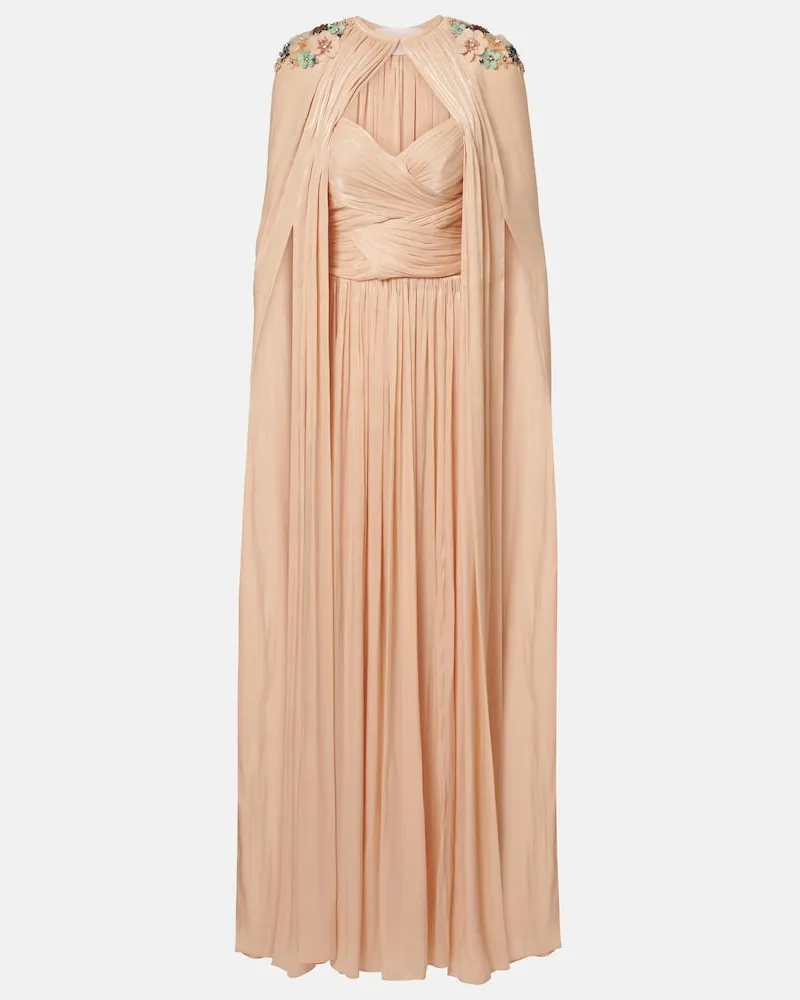 COSTARELLOS Verzierte Robe Sireen aus Georgette Rosa