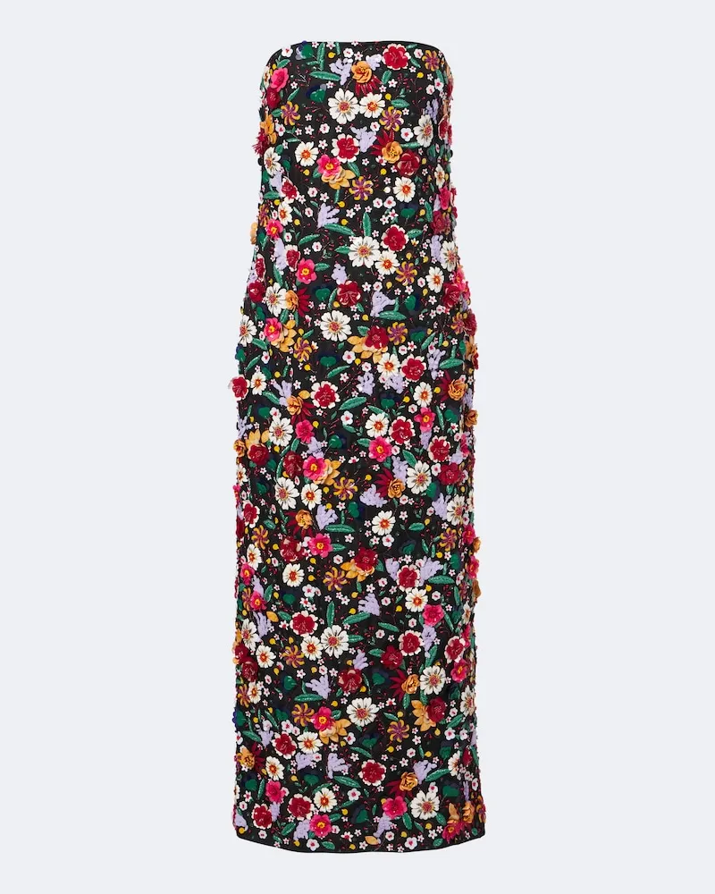 Carolina Herrera New York Verziertes Cocktailkleid aus Seidenorganza Multicolor