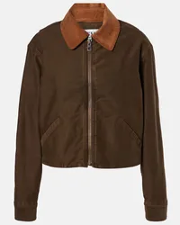 Loewe Blouson aus Baumwolle mit Veloursleder Braun