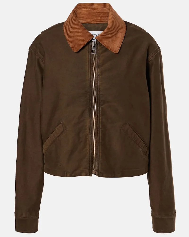 Loewe Blouson aus Baumwolle mit Veloursleder Braun