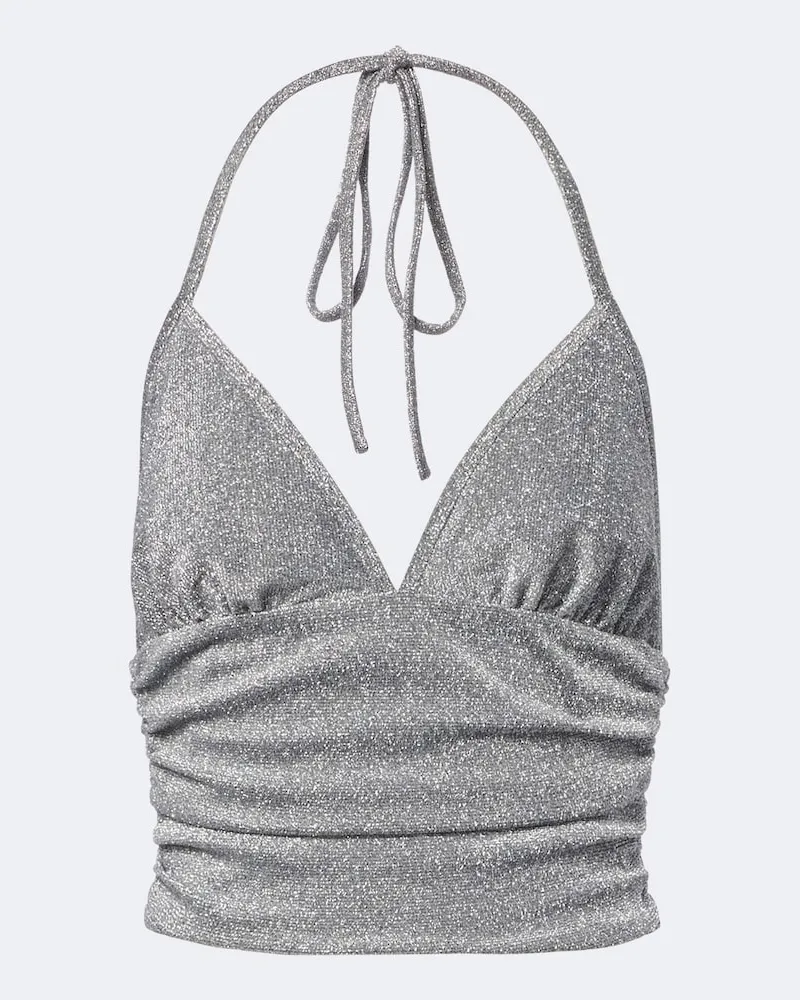 Dolce & Gabbana Top aus Lamé Silber