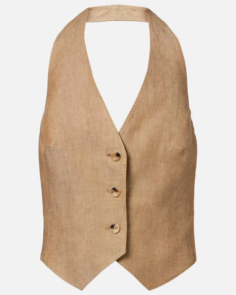 Max Mara Weste Sauro aus Leinen Beige