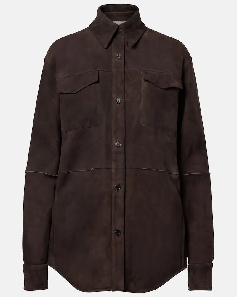The Row Hemdjacke Gwena aus Veloursleder Braun