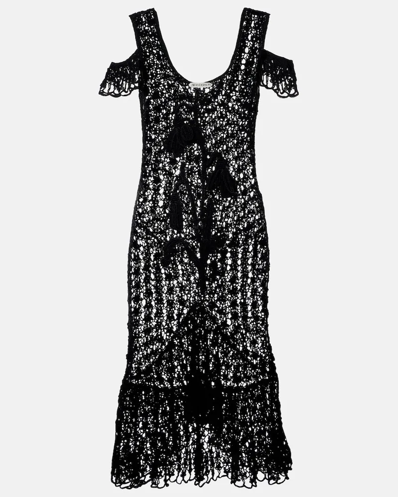 J.W.Anderson Midikleid aus Häkelstrick Schwarz