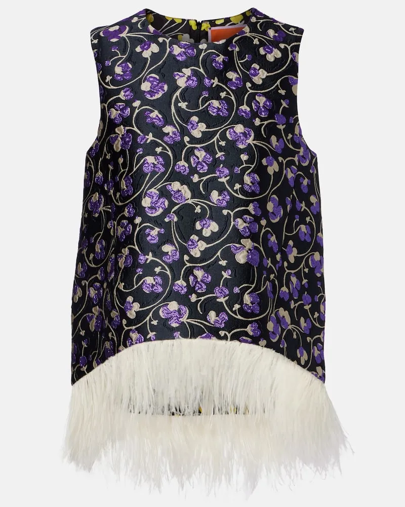 La DoubleJ Top La Scala aus Jacquard mit Federn Multicolor
