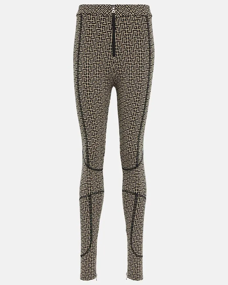 Balmain Bedruckte Leggings aus Strick Multicolor