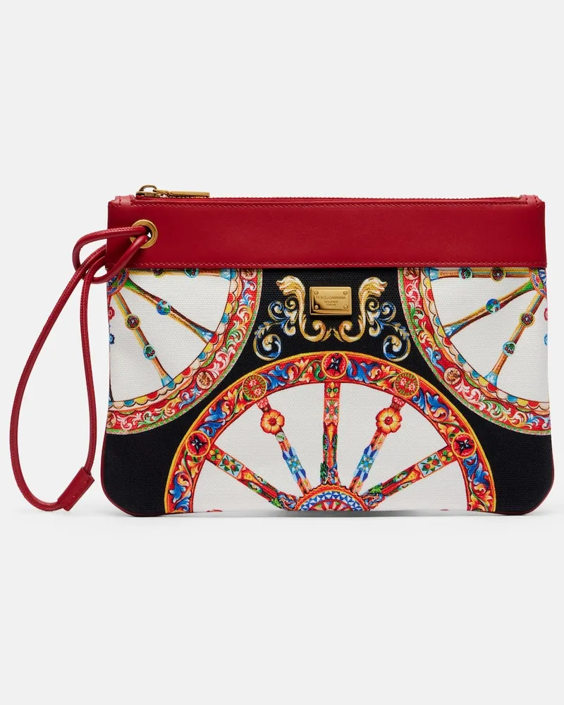 Dolce & Gabbana Etui Small aus Canvas mit Leder Multicolor