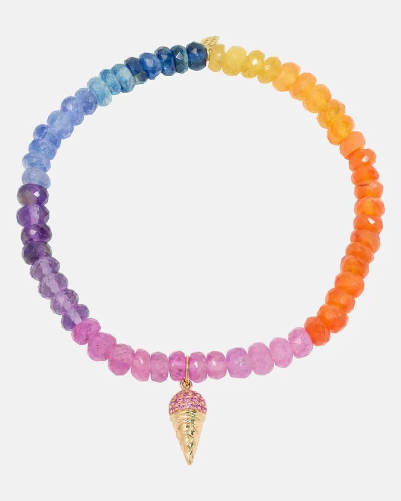 Sydney Evan Armband Ice Cream Cone mit 14kt Gelbgold und Saphiren Multicolor