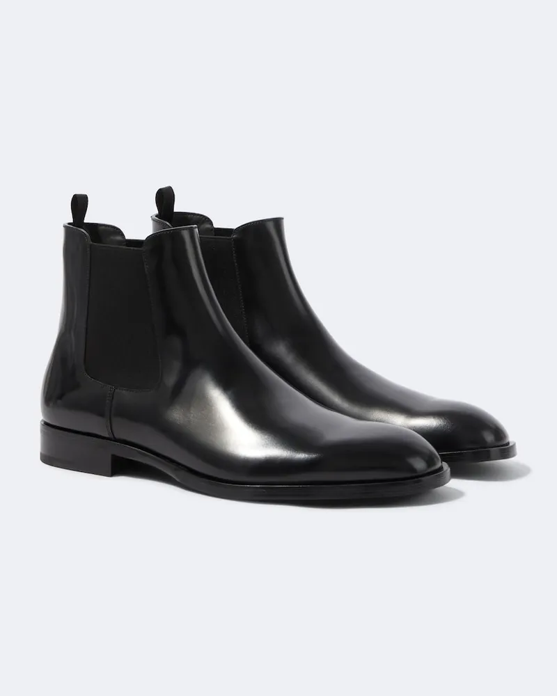 Prada Chelsea Boots aus Leder Schwarz