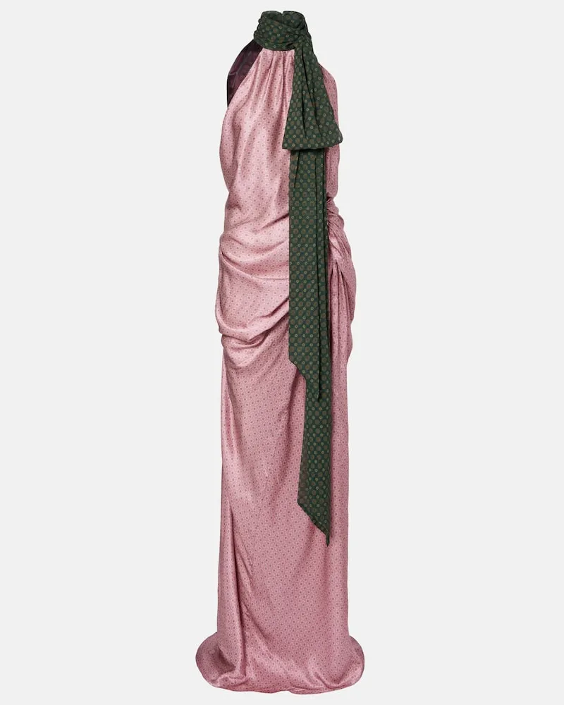 Dries van Noten Bedrucktes Maxikleid aus Seide Pink