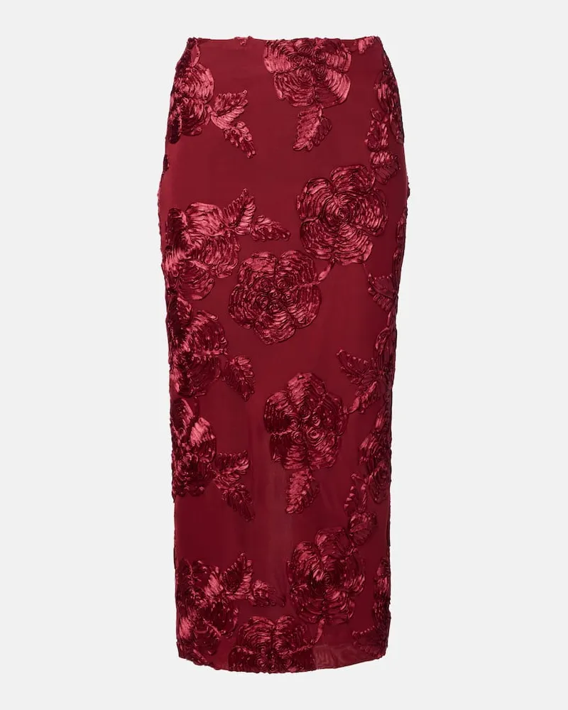 ROTATE Birger Christensen Bleistiftrock Burgunderrot