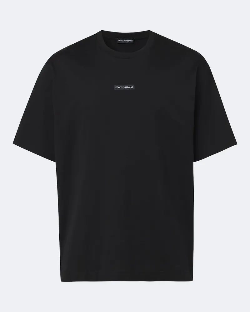 Dolce & Gabbana T-Shirt aus Baumwoll-Jersey Schwarz