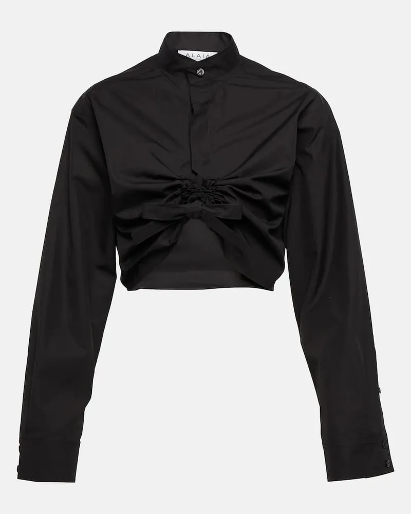 Alaïa Alaïa Cropped-Bluse aus Baumwolle Schwarz