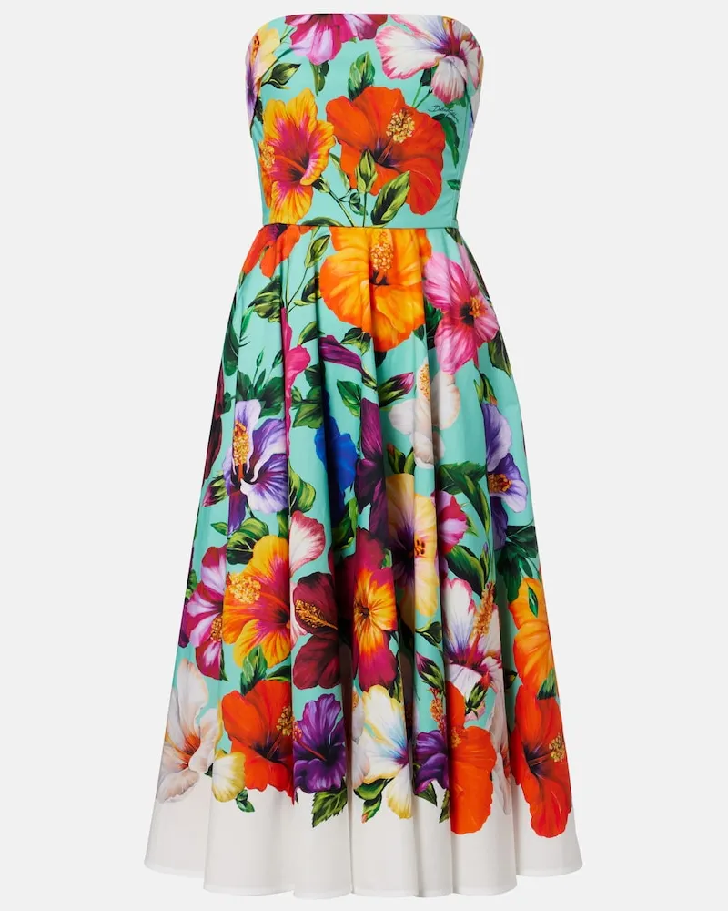 Dolce & Gabbana Bustier-Kleid aus Baumwolle Multicolor