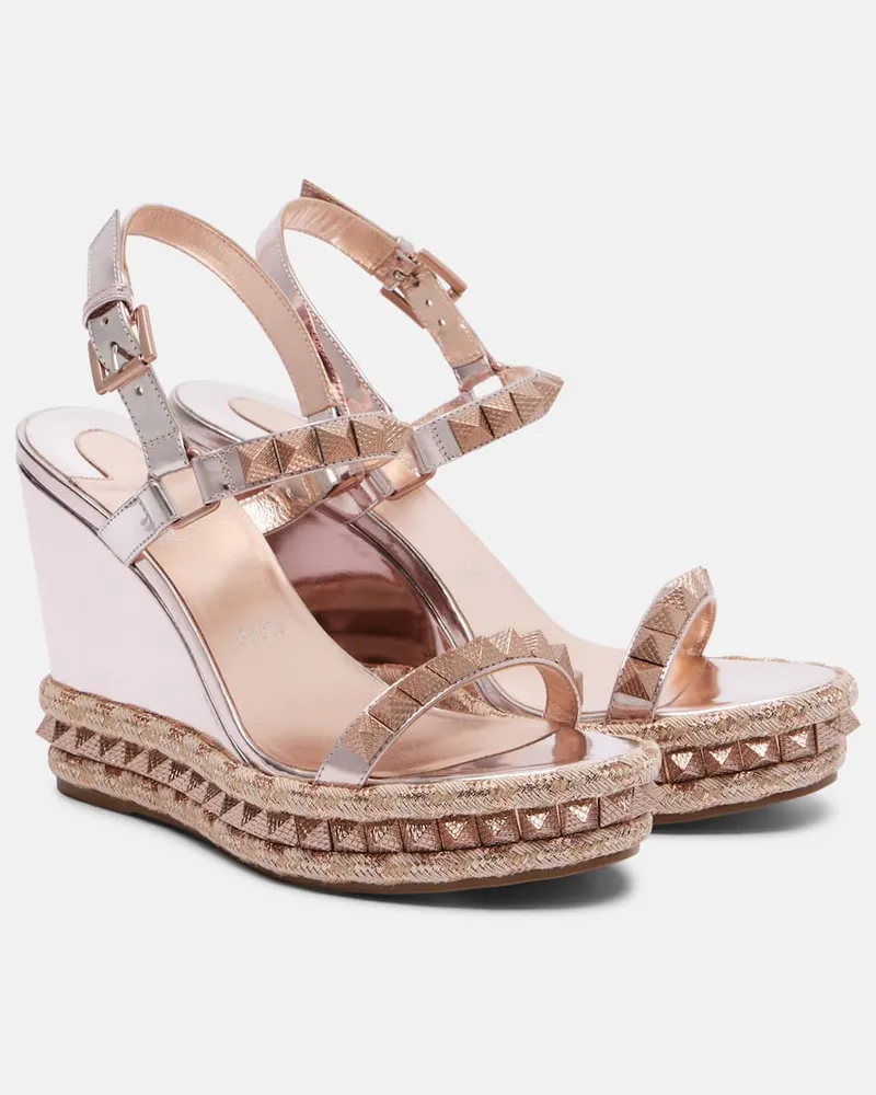 Christian Louboutin Espadrille-Sandalen Pyraclou 100 aus Leder Pink