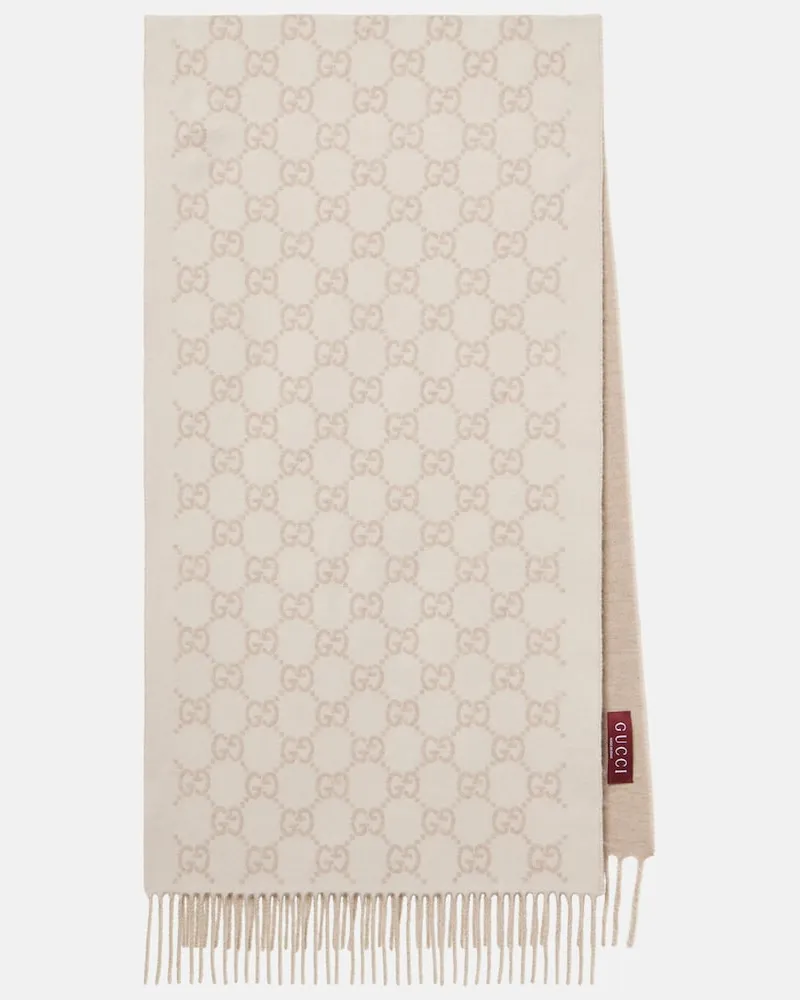 Gucci Schal GG aus Kaschmir Beige