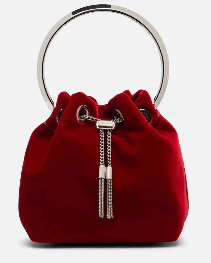 Jimmy Choo Bucket-Bag Bon Bon Small aus Samt Rot