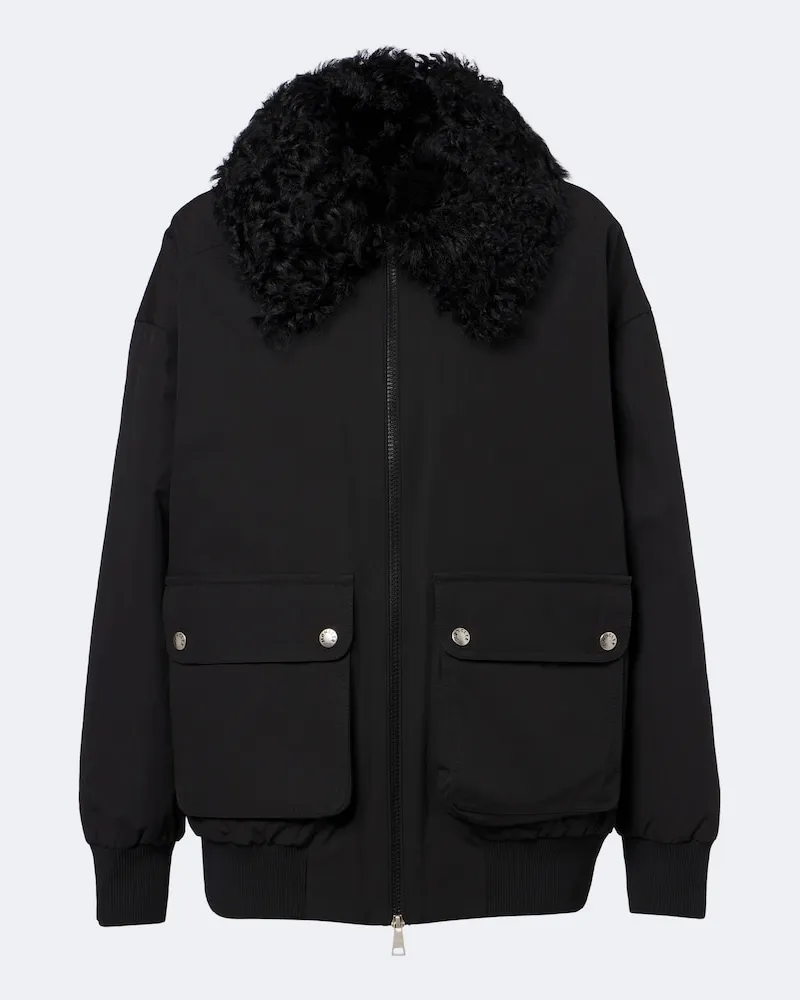 Moncler Daunenjacke Rougequeue mit Shearling Schwarz