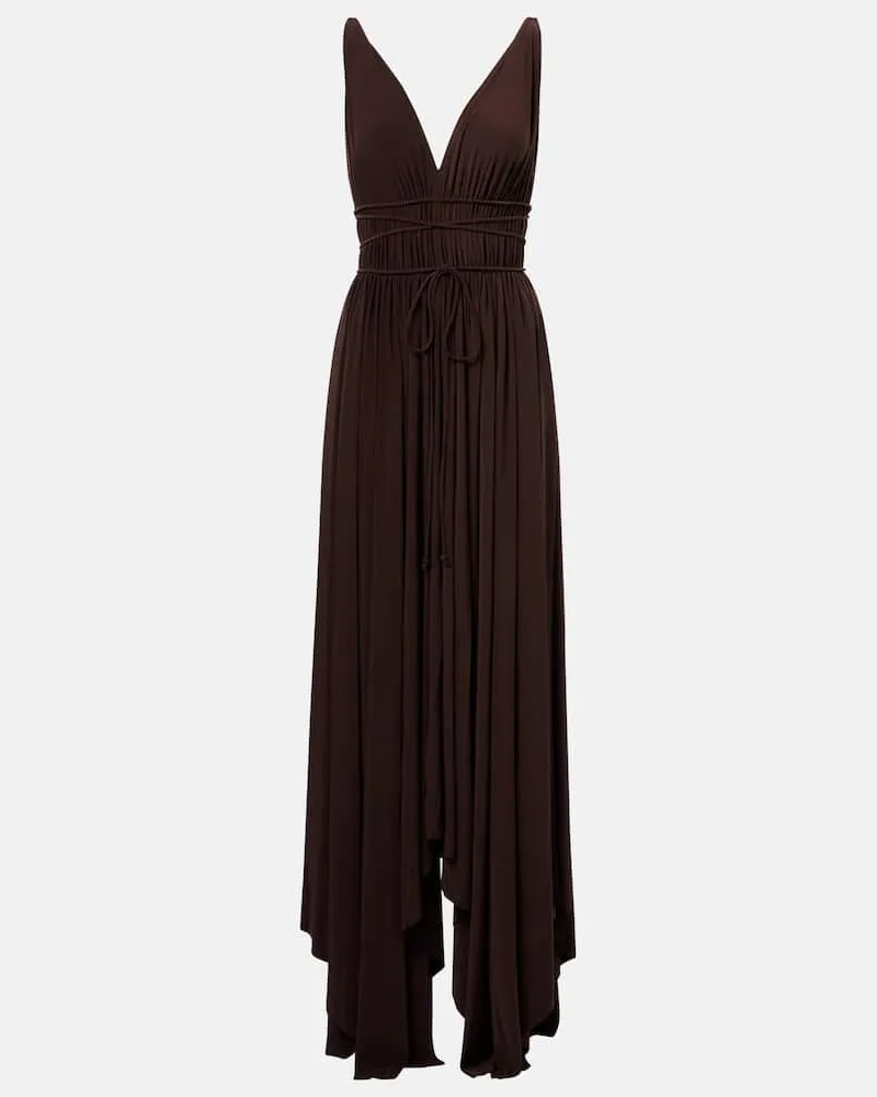 Norma Kamali Maxikleid Goddess aus Jersey Braun