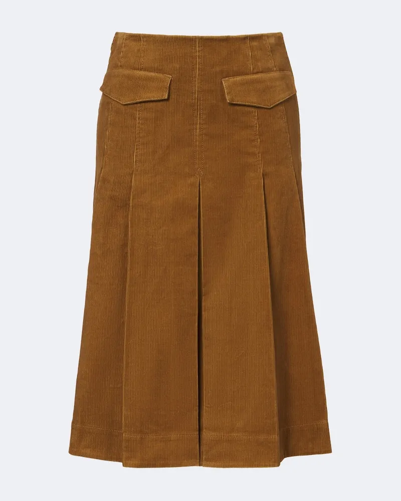 Tory Burch Midirock aus Baumwoll-Cord Braun