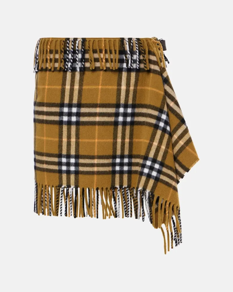 Burberry Minirock Burberry Check aus Wolle und Kaschmir Grün