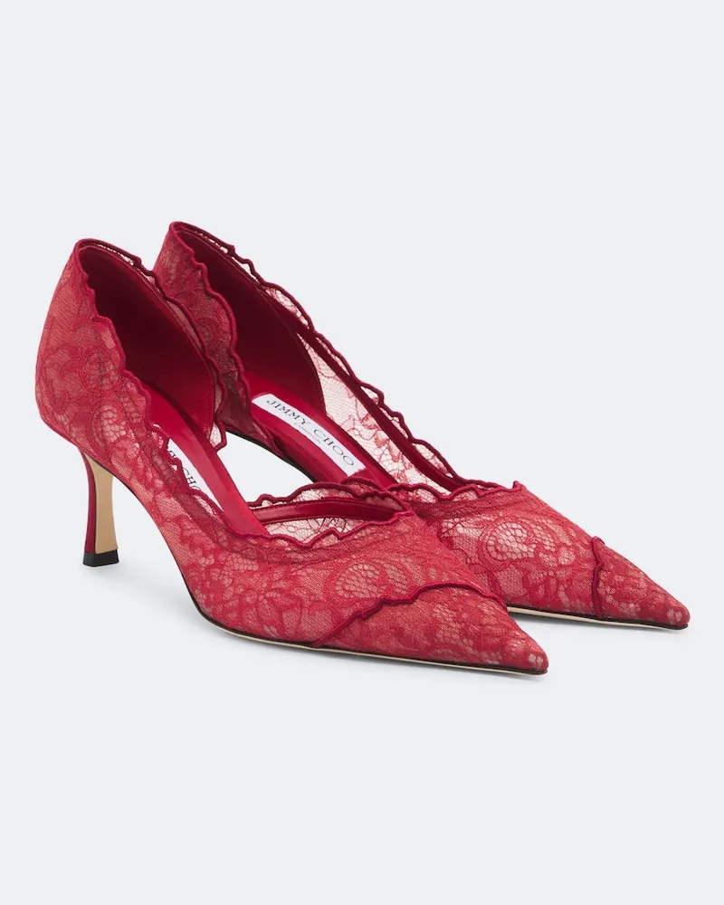 Jimmy Choo Pumps Faiz aus Spitze Rot