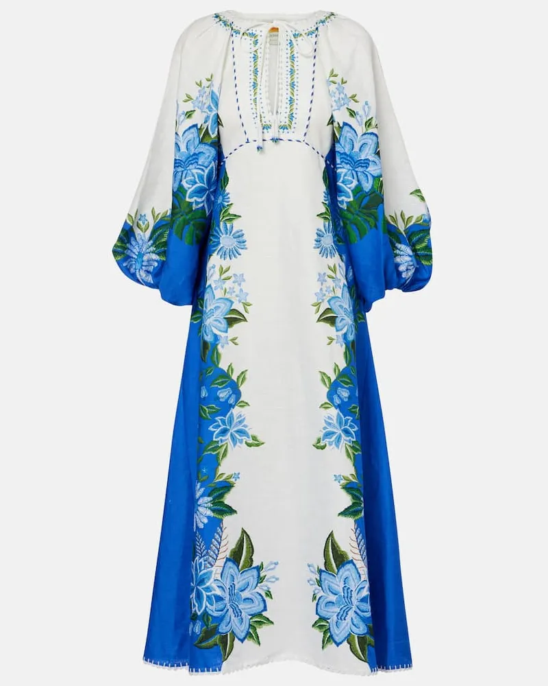 FARM Rio Bedrucktes Maxikleid aus Leinen Multicolor