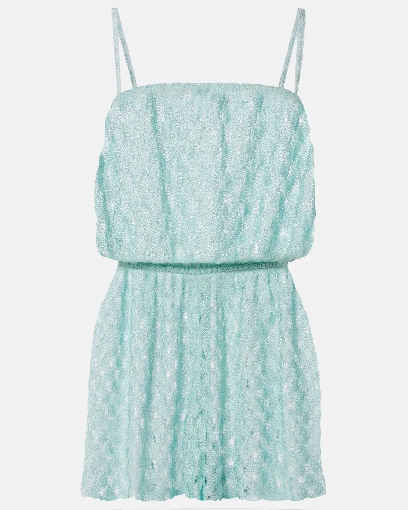 Missoni Playsuit aus Häkelstrick Blau