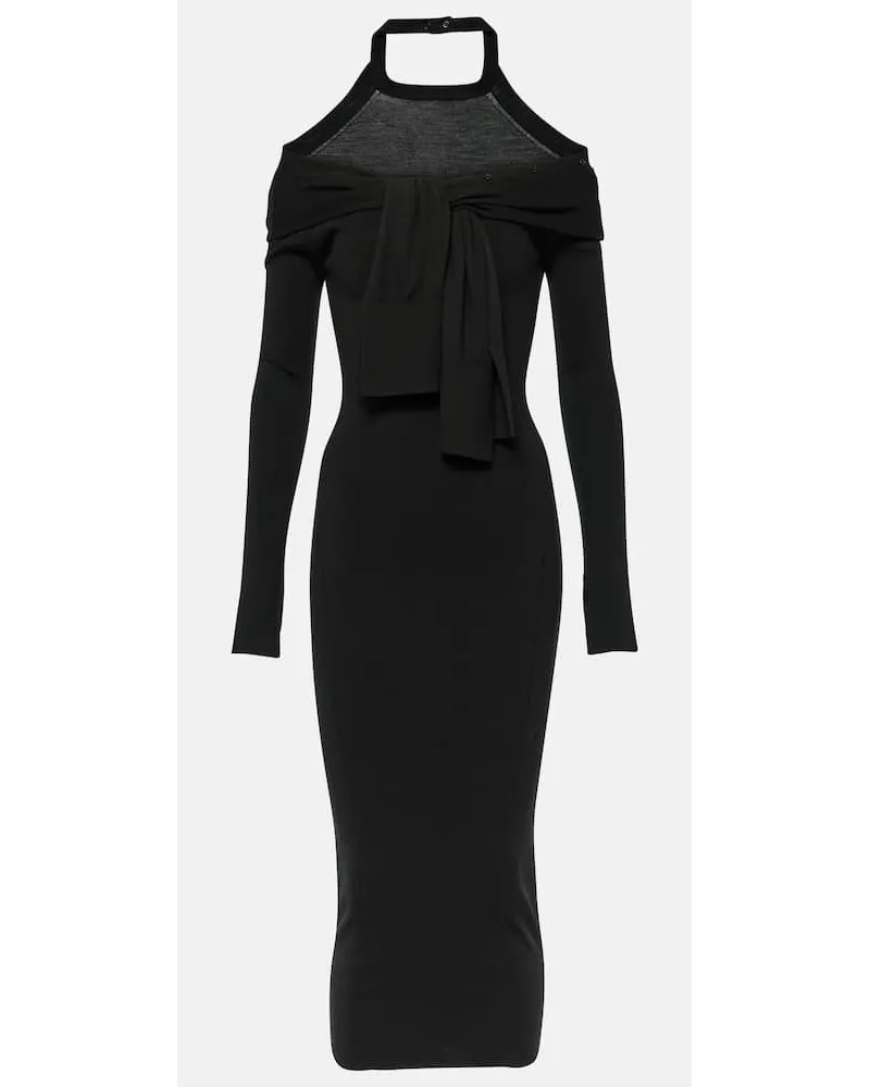 Jacquemus Midikleid La Robe Doble aus einem Wollgemisch Schwarz