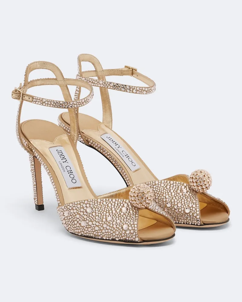 Jimmy Choo Sandalen Sacora mit Kristallen Gold