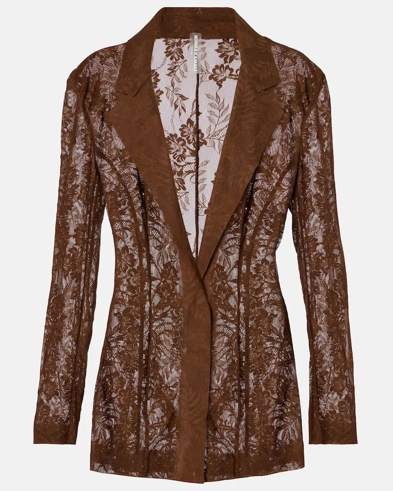 Norma Kamali Blazer aus Spitze Braun