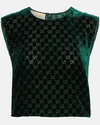 Gucci Cropped-Top GG aus Samt Gruen