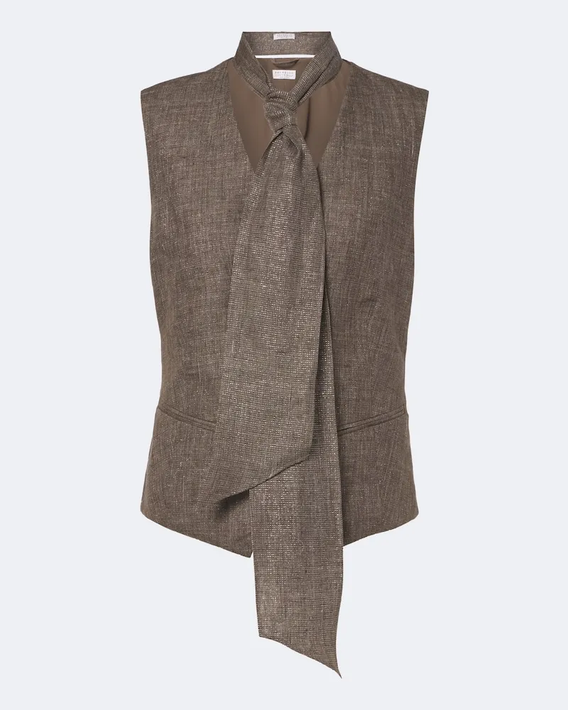 Brunello Cucinelli Weste aus Leinen Braun