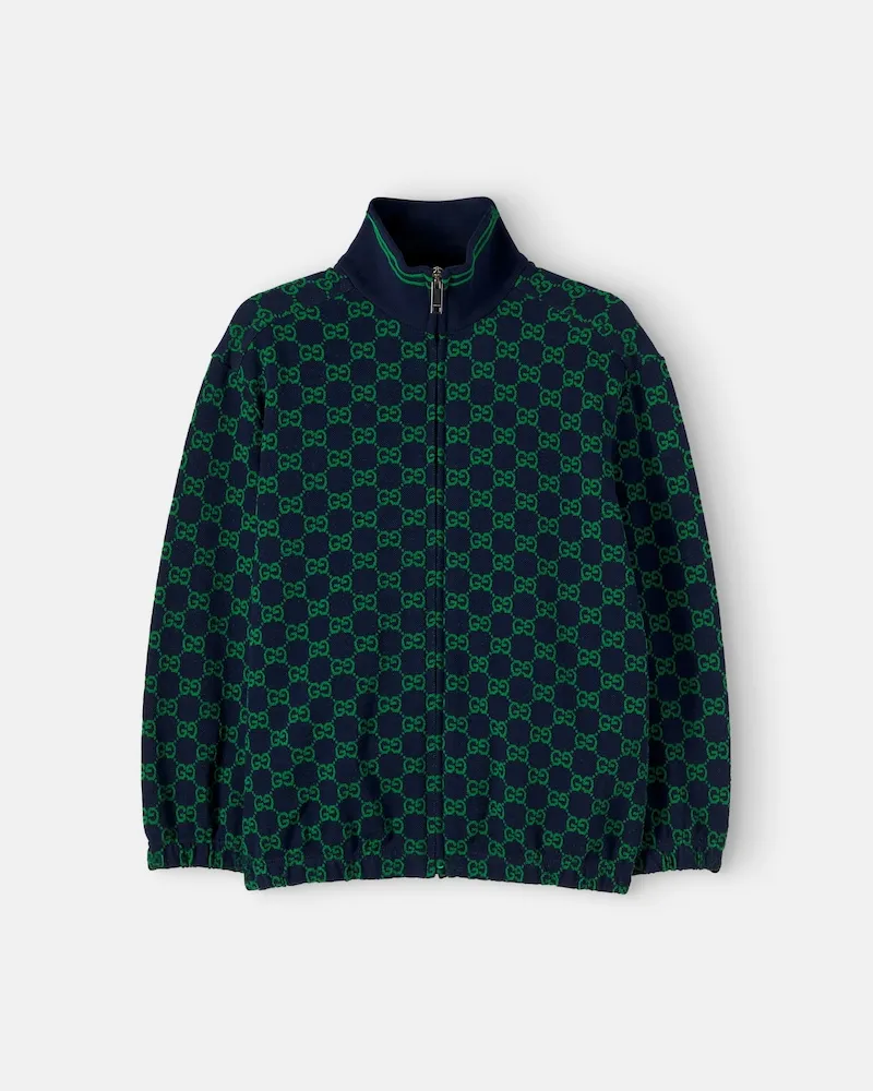 Gucci Trainingsjacke GG aus Baumwoll-Piqué Grün