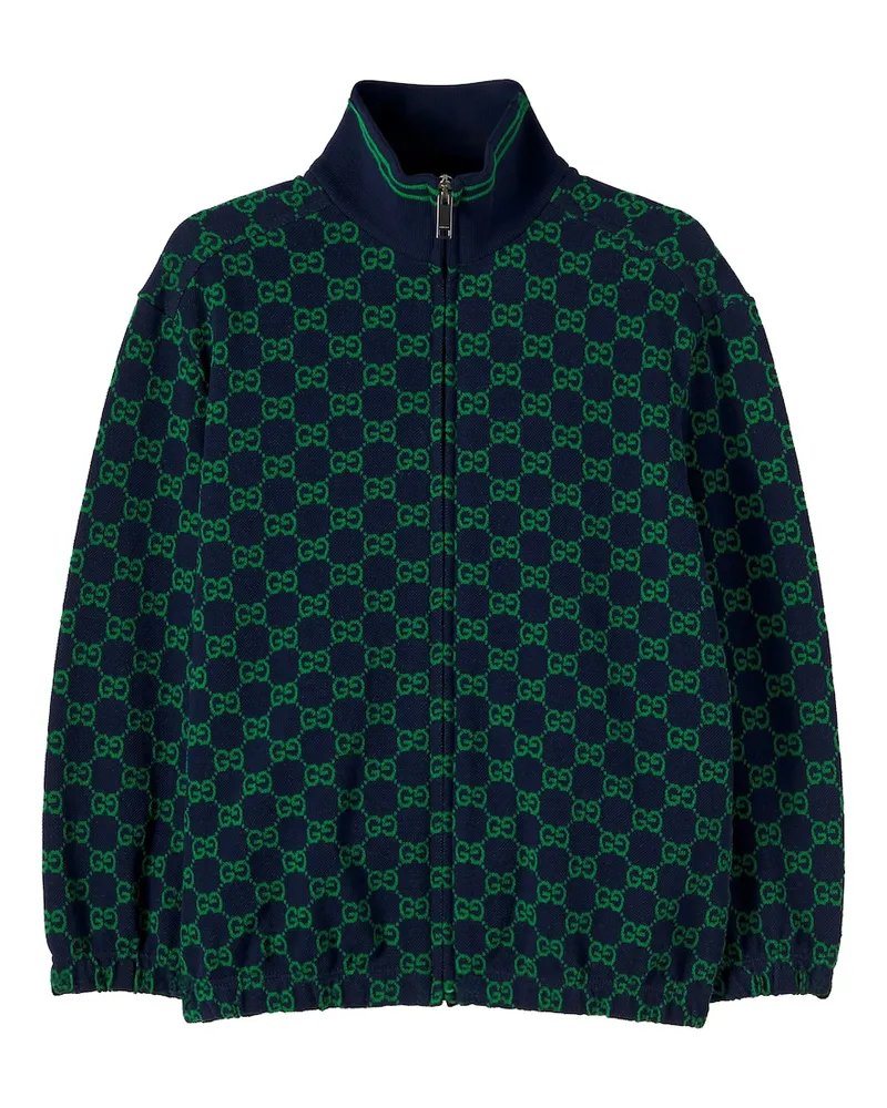 Gucci Trainingsjacke GG aus Baumwoll-Piqué Grün