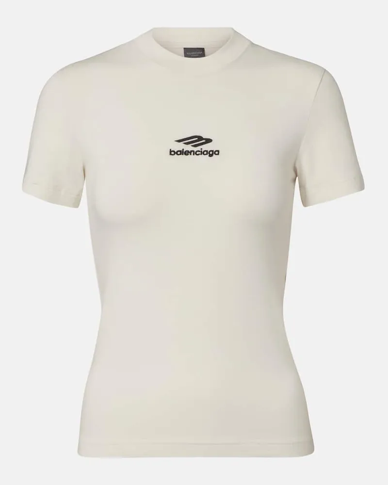 Balenciaga T-Shirt 3B Sports Icon aus Jersey Weiß