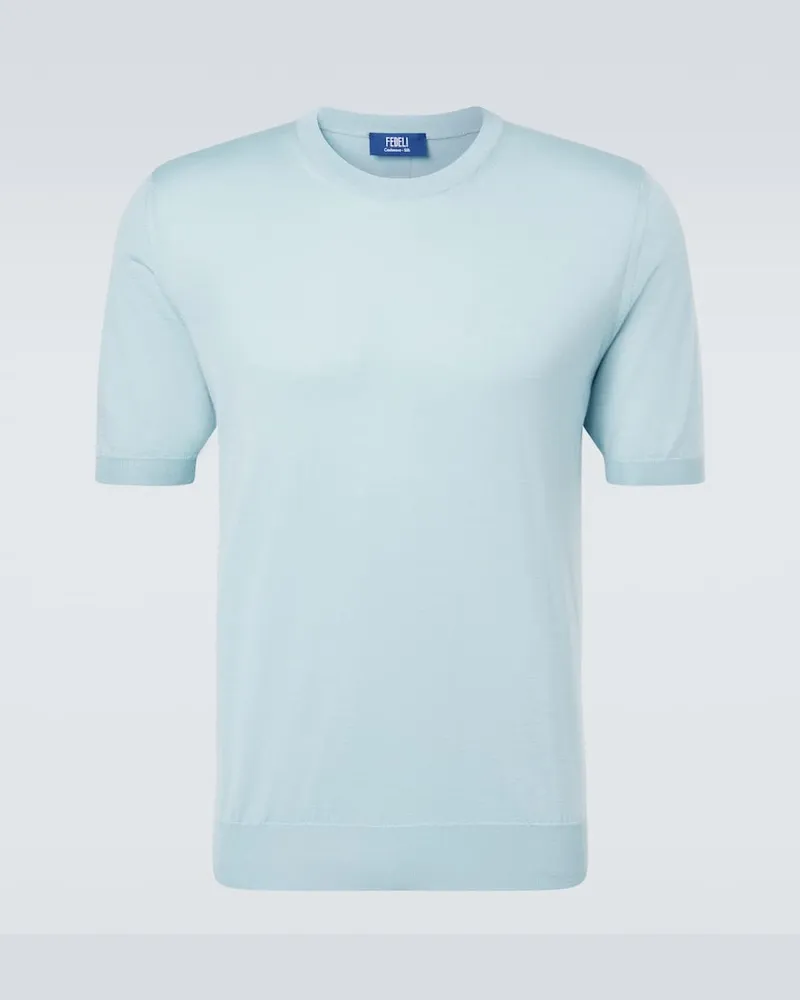 Fedeli Pullover aus Kaschmir und Seide Blau