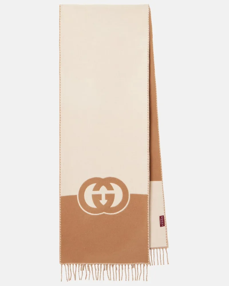 Gucci Schal GG aus Wolle und Kaschmir Weiã
