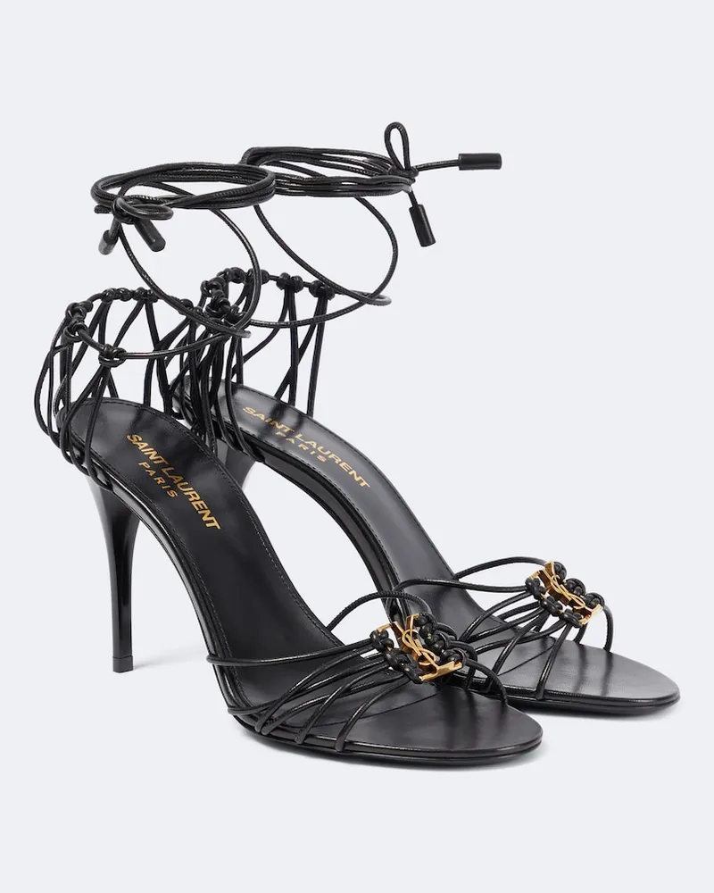 Saint Laurent Sandalen Babylone 90 aus Leder Schwarz