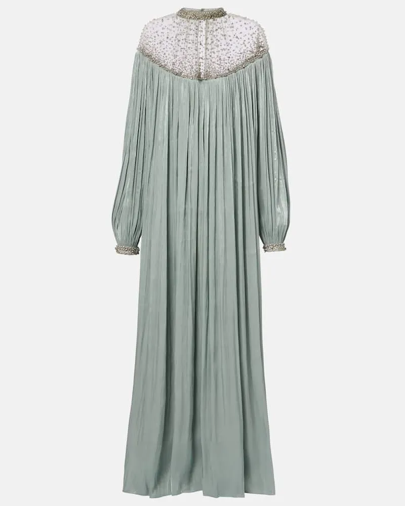 COSTARELLOS Robe Ellima aus Georgette mit Kristallen Grün
